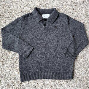 abercrombie kids Fine Knit long-sleeve sweater polo grey size 5/6